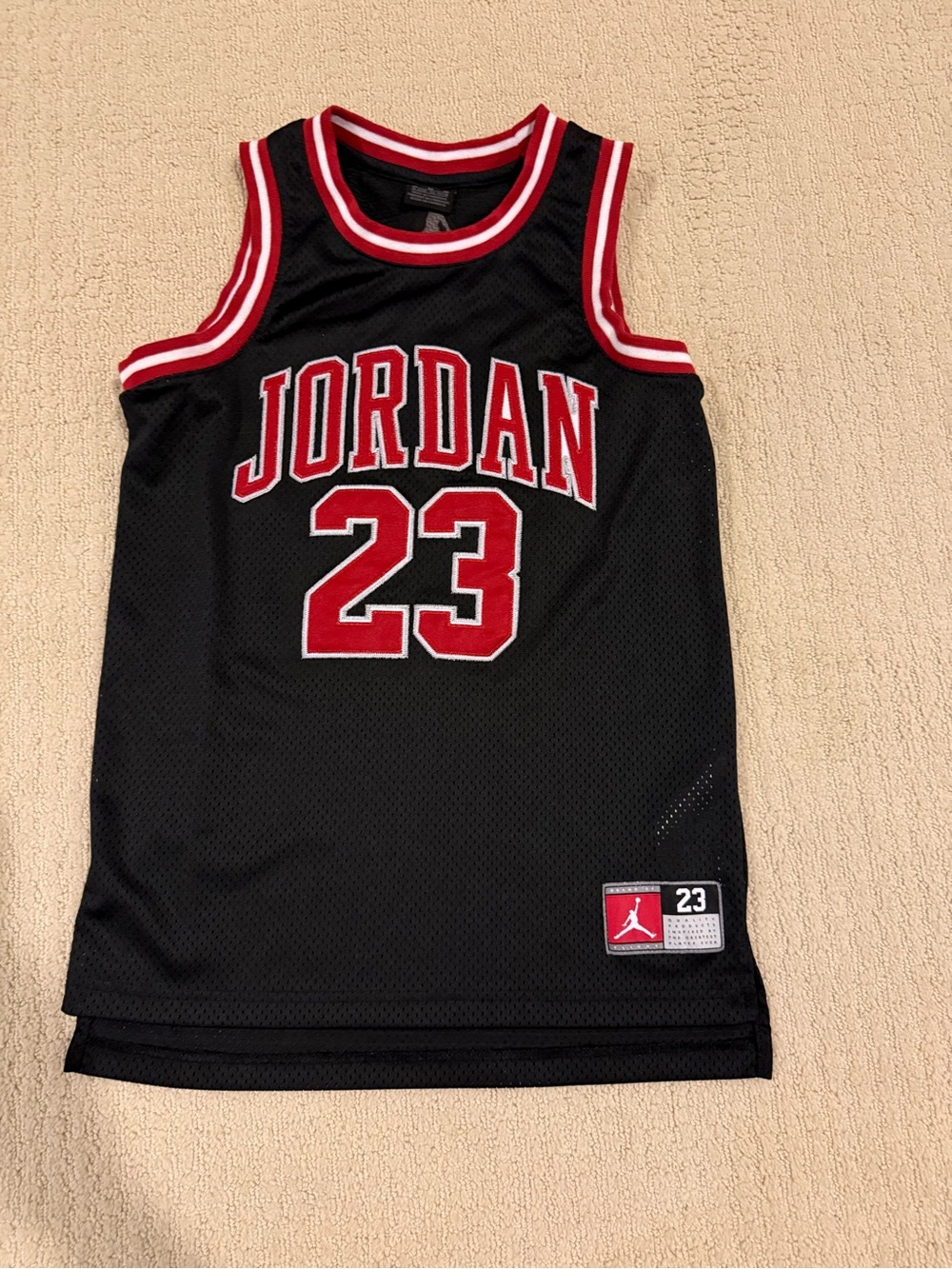 Jordan Black and Red Mesh Basketball Jersey